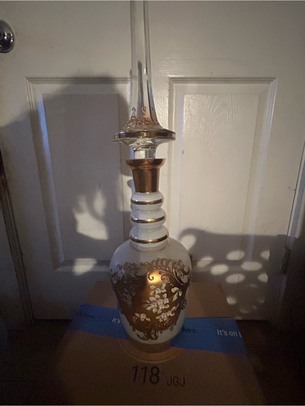 Vintage White and Gold Decorative Decanter